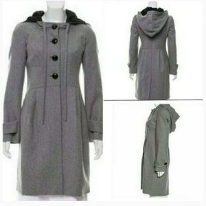 Robert Rodríguez Gray Wool Knee Length Hooded Coat